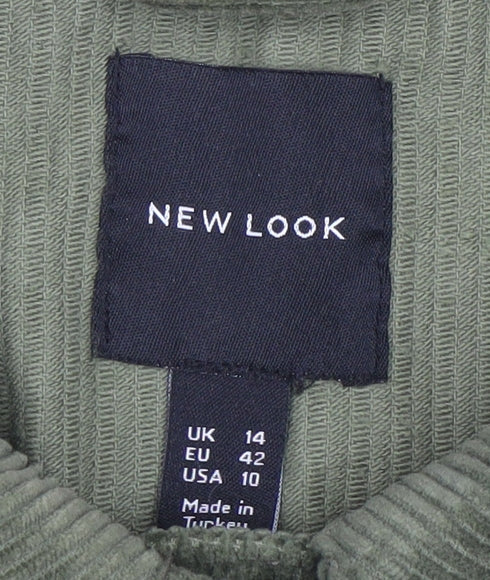 New Look Women Green Corduroy Button-Up Long Sleeve Jacket Size 14
