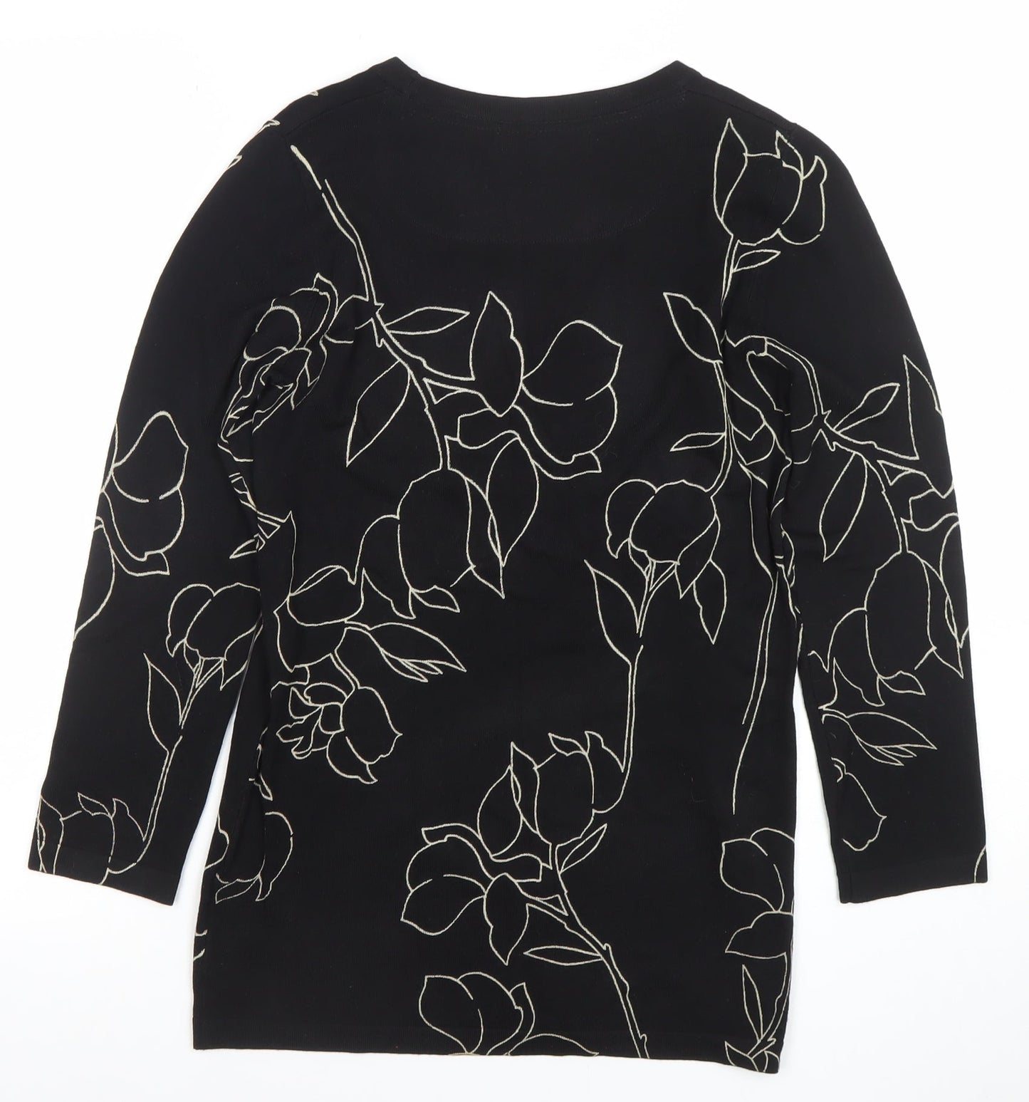 Next Women’s Black Floral 3/4 Sleeve Viscose Top UK 8