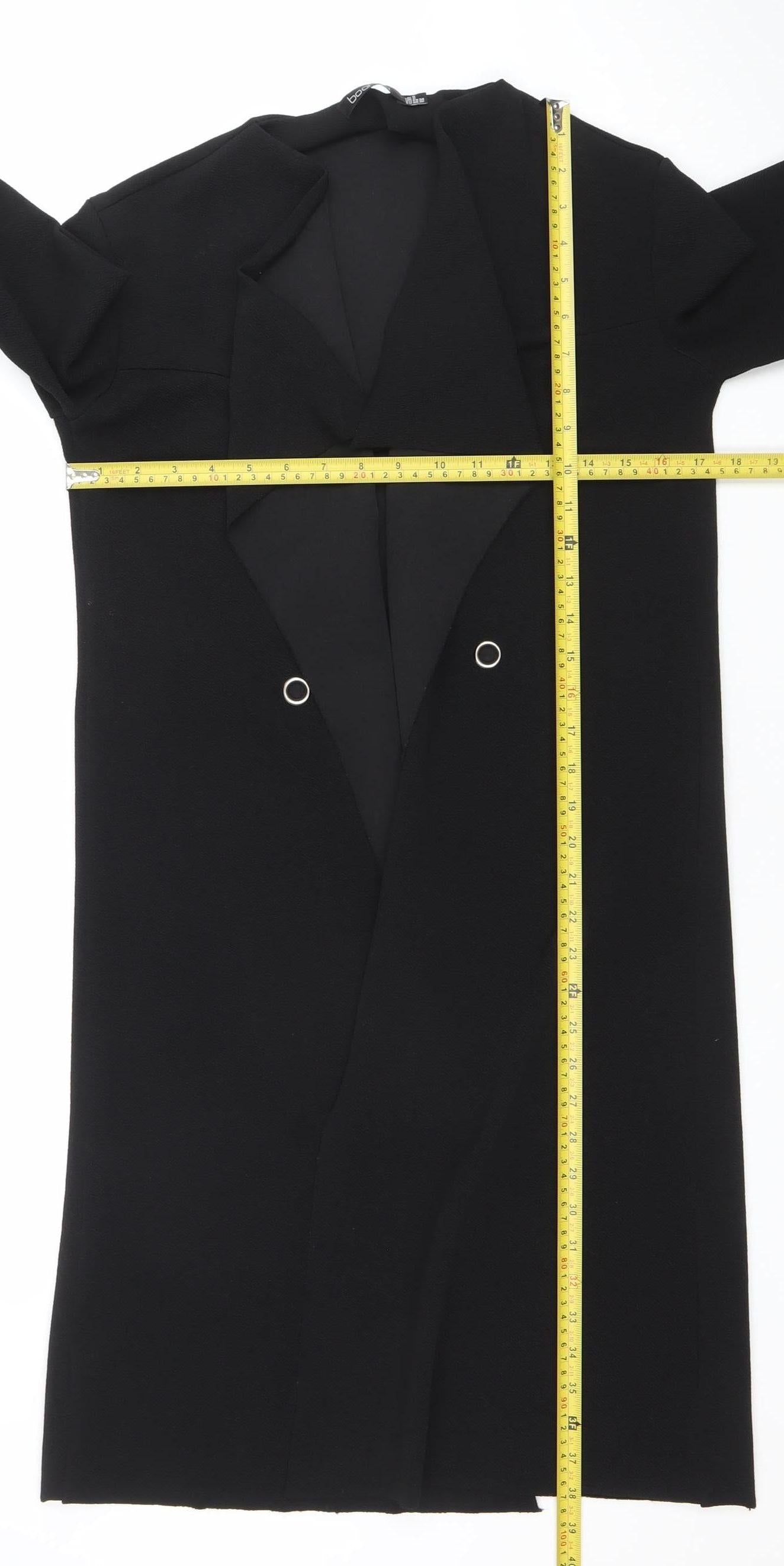 Boohoo Women’s Black Long Classic Coat Size 6