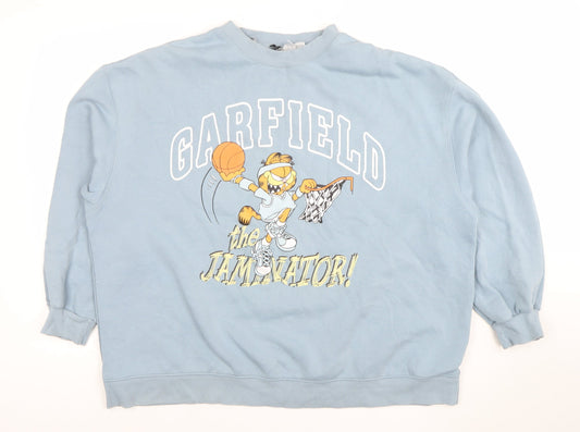 H&M Divided Women’s Blue Garfield The Jamminator Sweatshirt XL