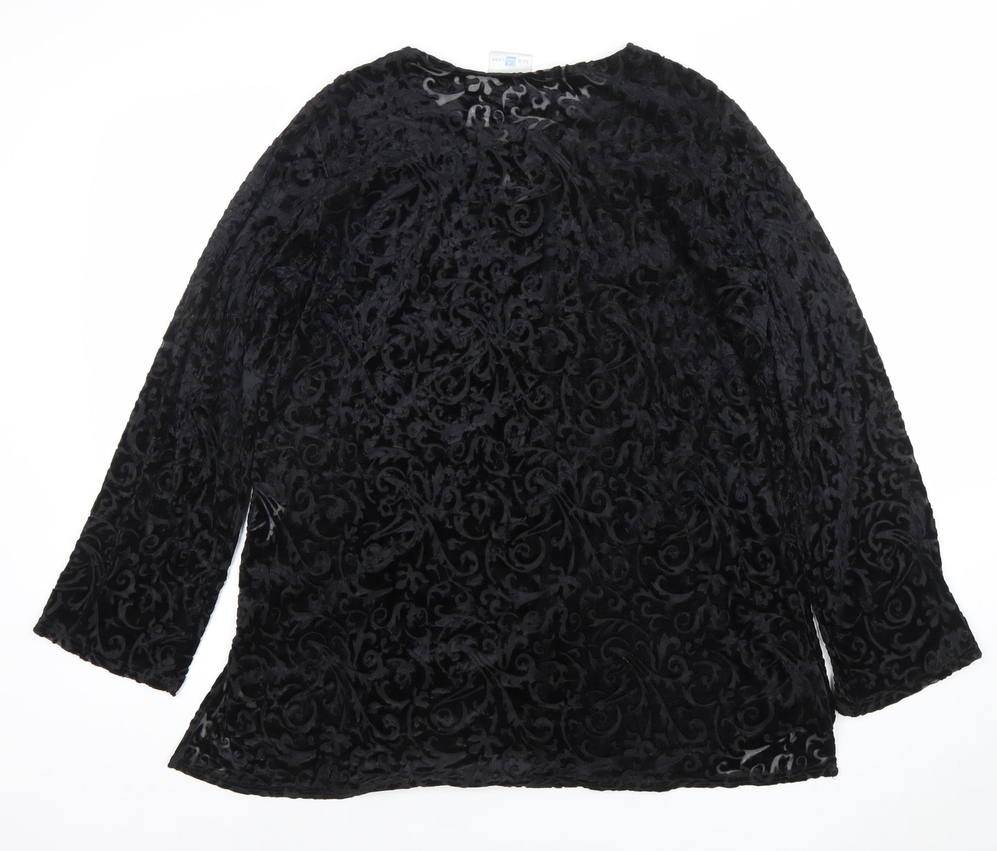 New Look Women’s Black Velvet Floral Long Sleeve Tunic Blouse UK 16