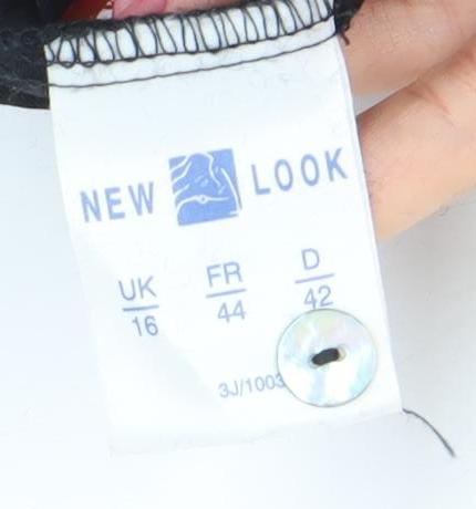 New Look Women’s Black Velvet Floral Long Sleeve Tunic Blouse UK 16