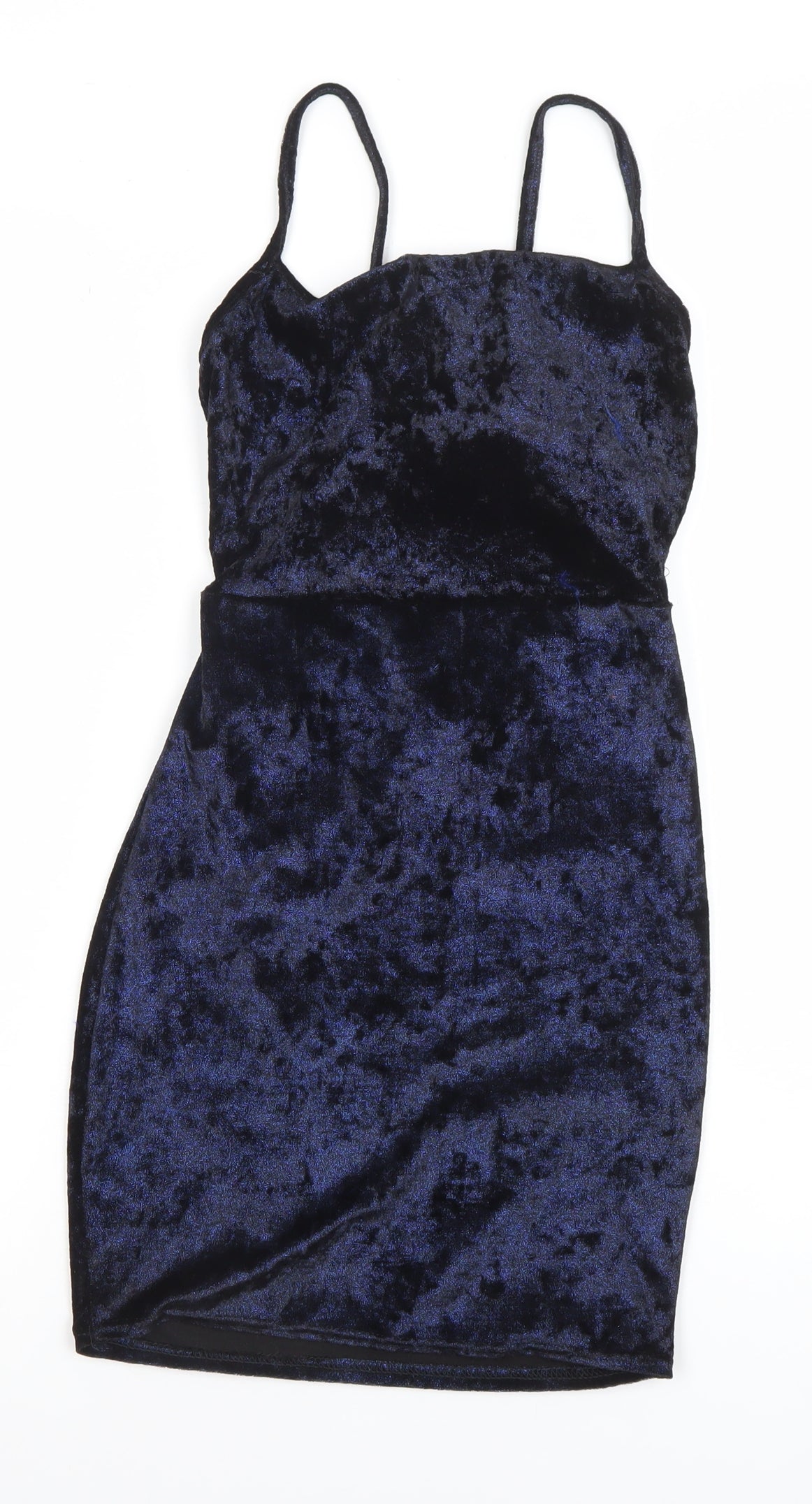 PrettyLittleThing Women Blue Velvet Bodycon Dress Size 8