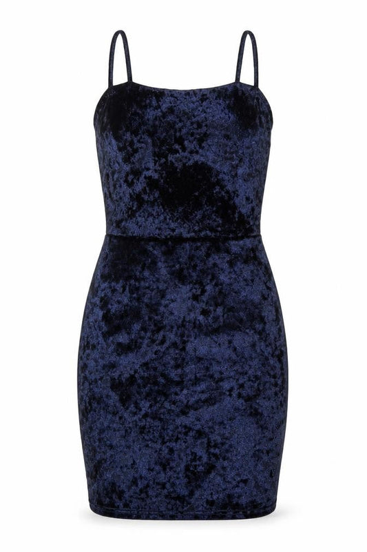 PrettyLittleThing Women Blue Velvet Bodycon Dress Size 8