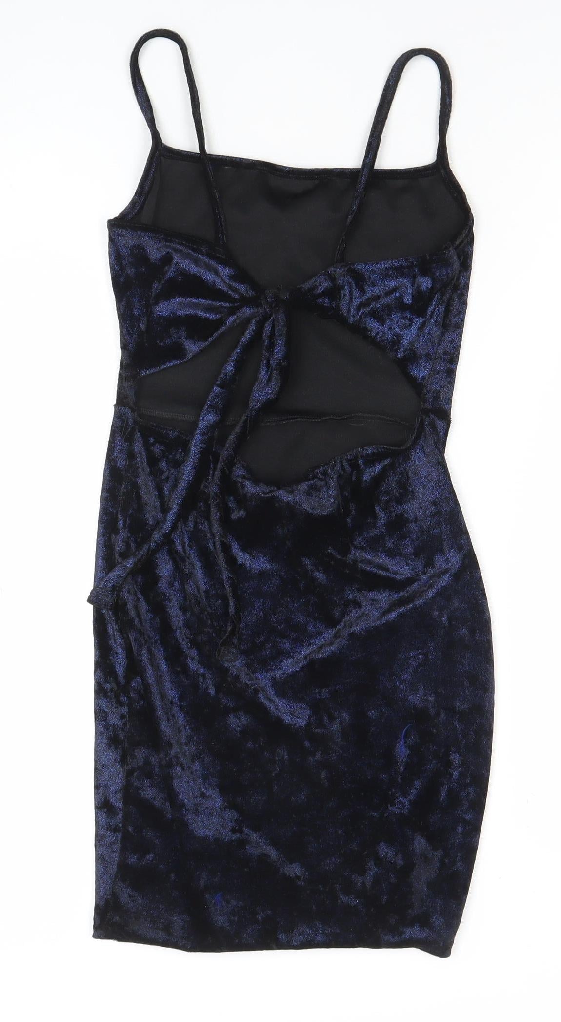 PrettyLittleThing Women Blue Velvet Bodycon Dress Size 8