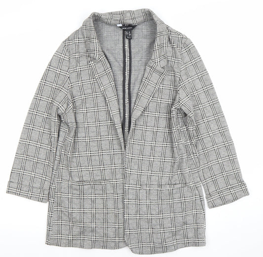 New Look Womens Grey Check Blazer Jacket Size 10 Regular Fit