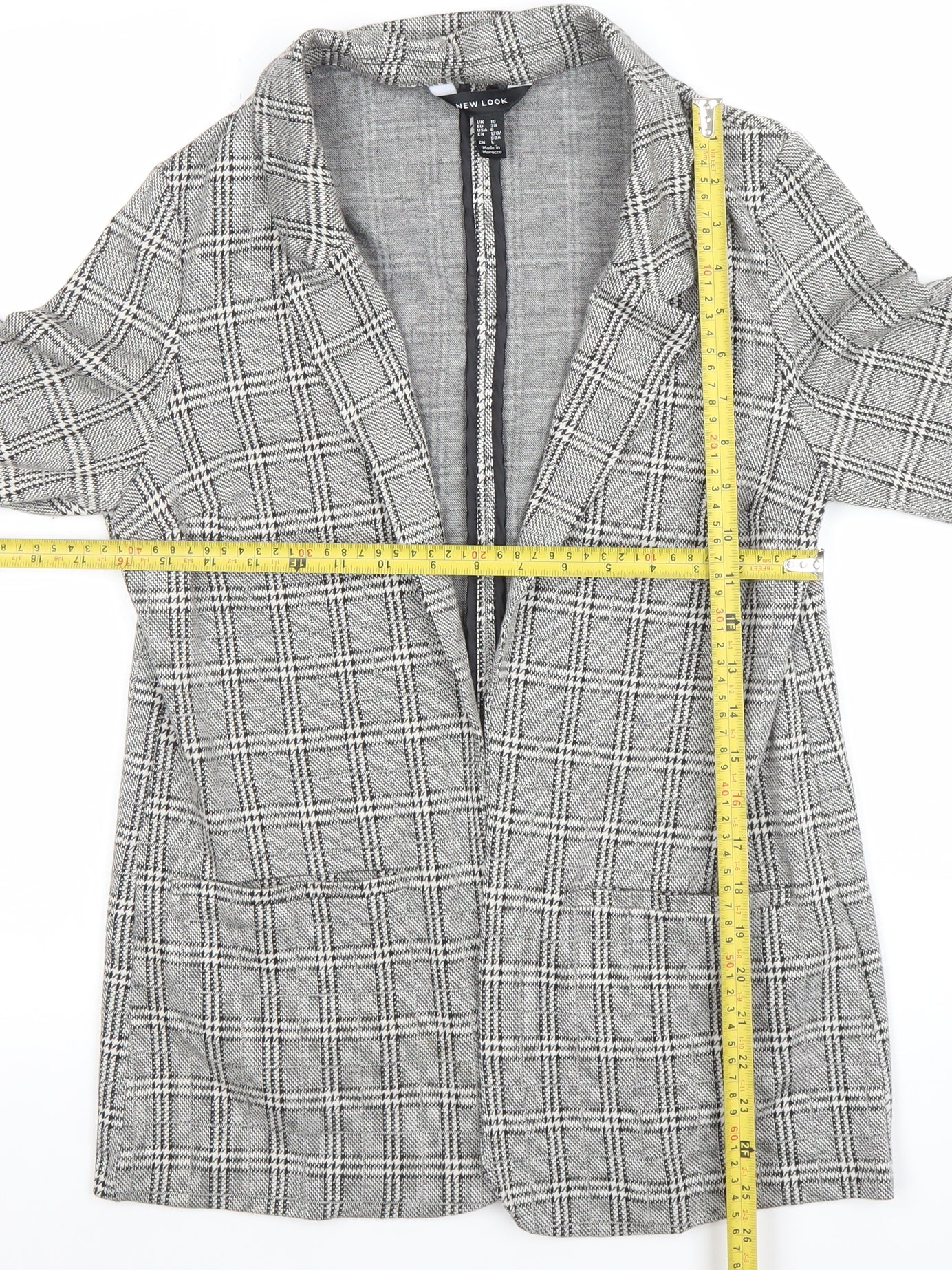 New Look Womens Grey Check Blazer Jacket Size 10 Regular Fit
