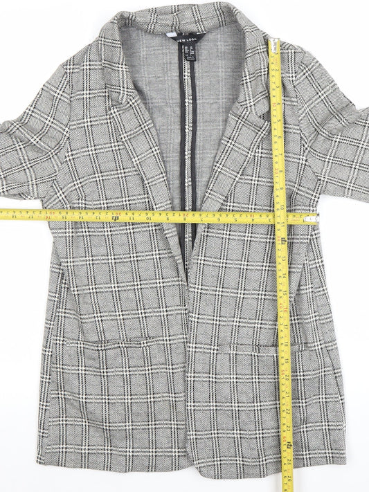 New Look Womens Grey Check Blazer Jacket Size 10 Regular Fit