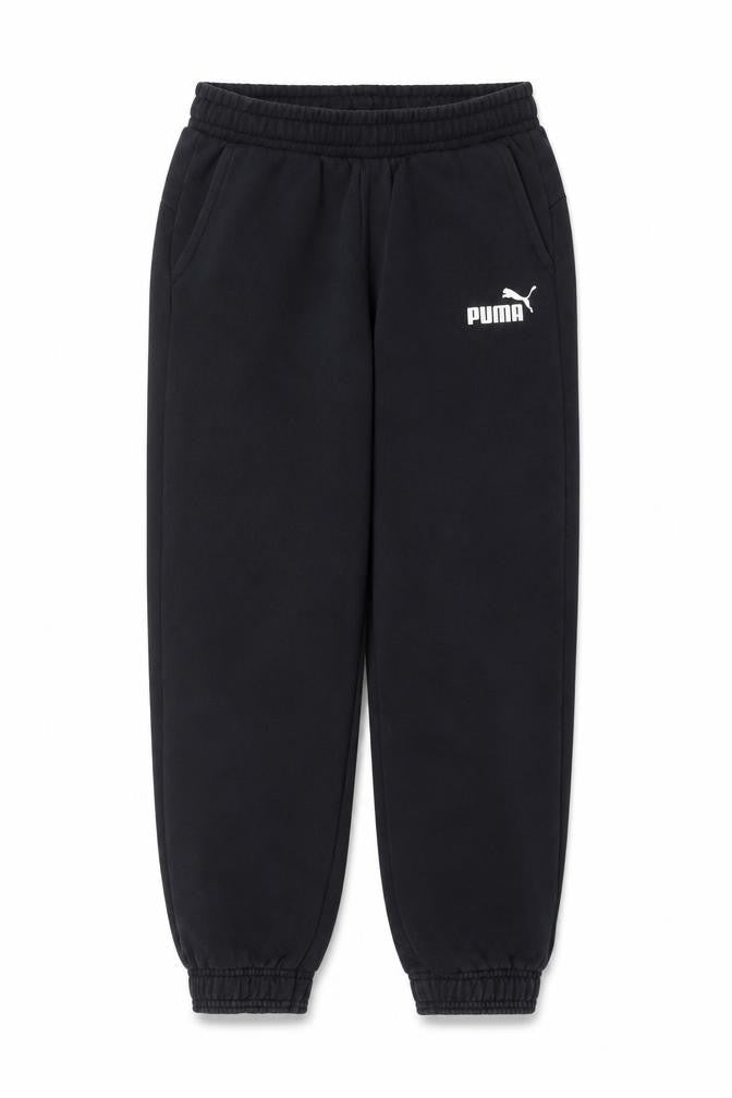Front view of Puma boys’ black jogger trousers 13-14 years cotton blend fleece sweatpants