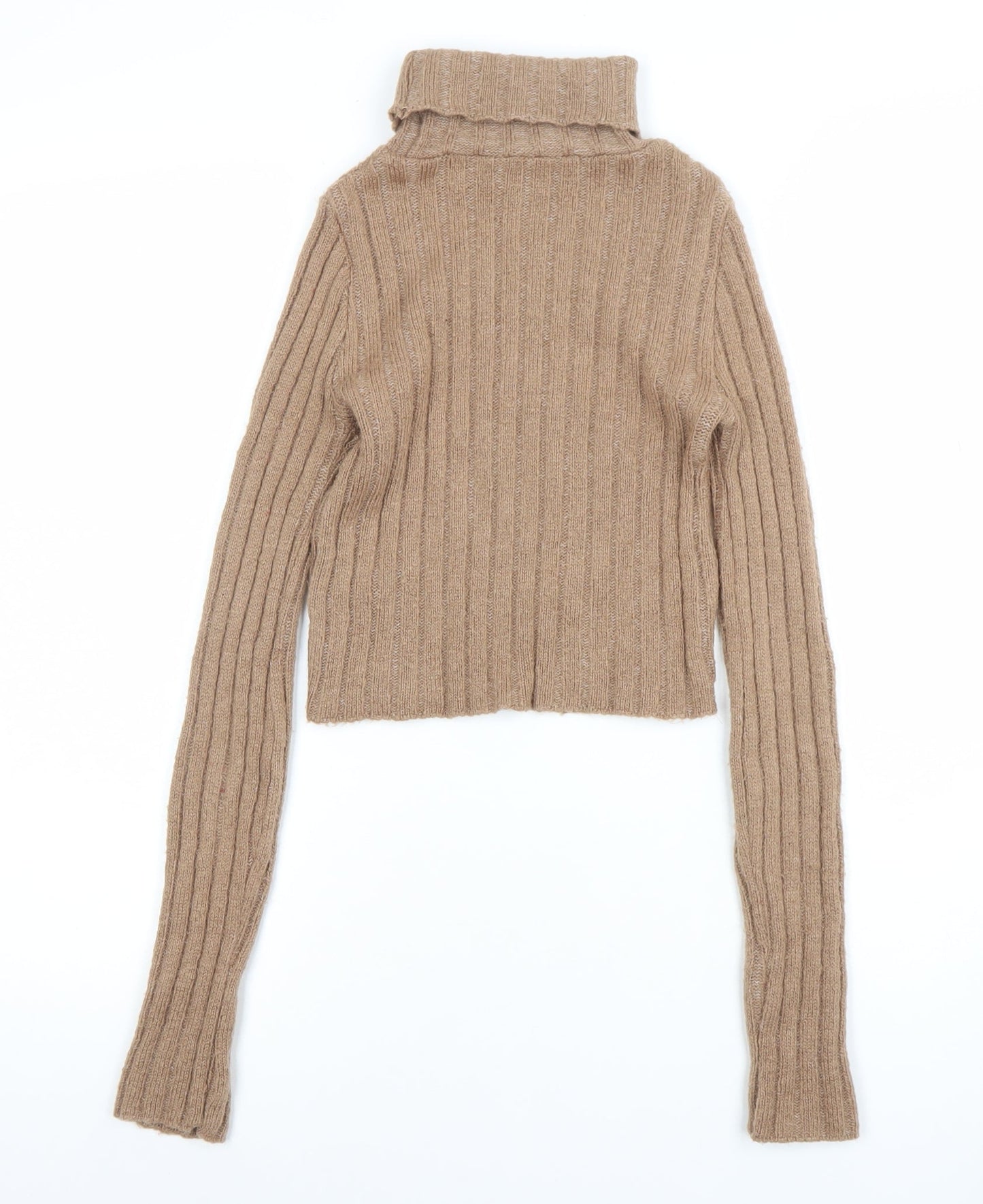 Staring at Stars Womens Beige Roll Neck Ribbed Knit Jumper Size S