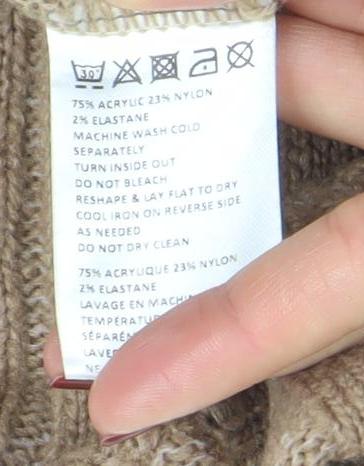 Staring at Stars Womens Beige Roll Neck Ribbed Knit Jumper Size S