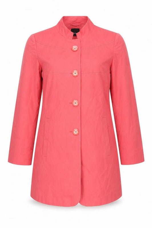 Taifun Women’s Pink Cotton Linen Mid-Length Coat Size 12