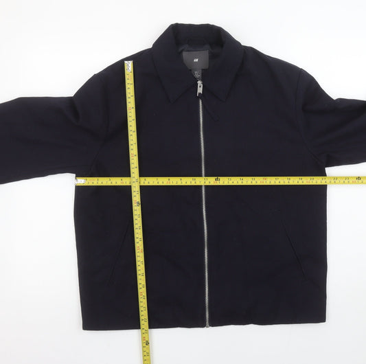 H&M Men’s Black Twill Full Zip Collared Short Jacket Size S