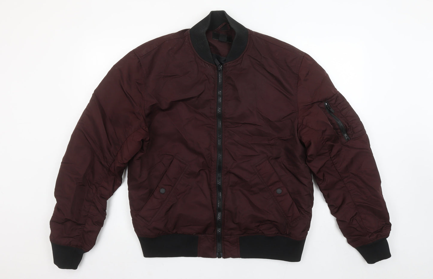 H&M Men's Brown Bomber Jacket M Polyamide Polyester Padded Casual