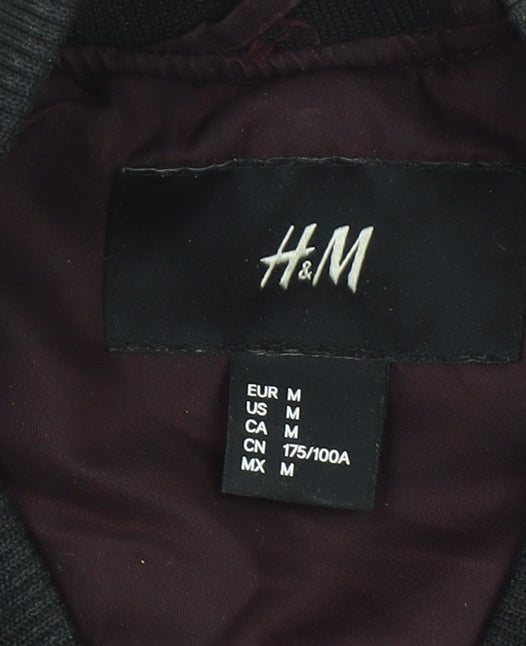 H&M Men's Brown Bomber Jacket M Polyamide Polyester Padded Casual