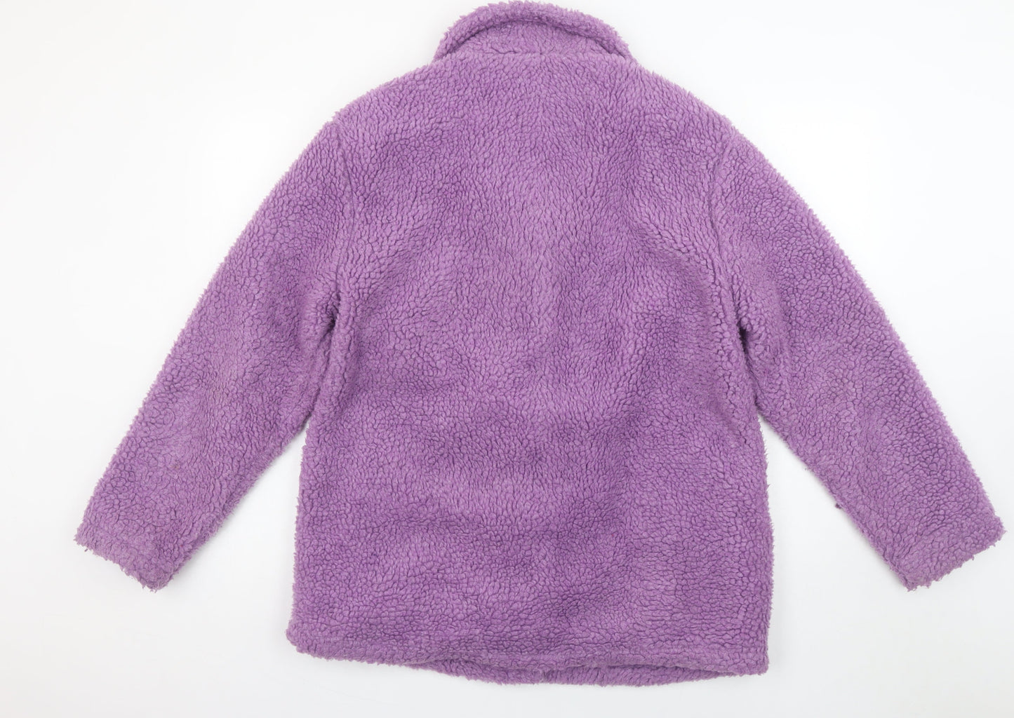 Damart Women Purple Fleece Coat Size 14 Mid-Length Lined Jacket