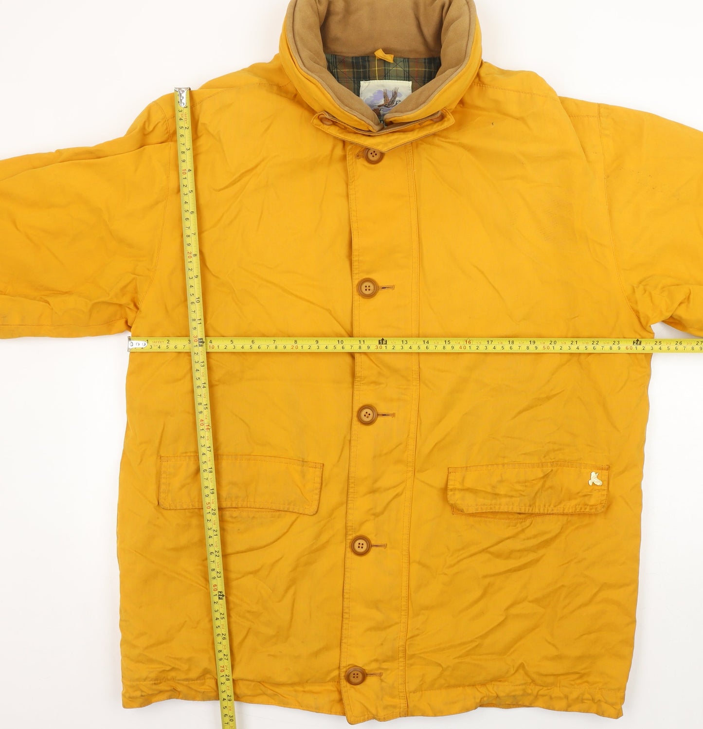 John Partridge Men's Yellow Cotton Parka Jacket M Waterproof Lined Workwear