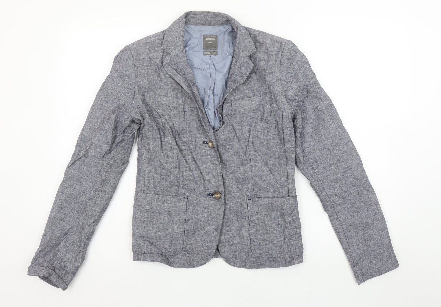 Gap Women's Grey Linen Blend Single-Breasted Blazer UK 8