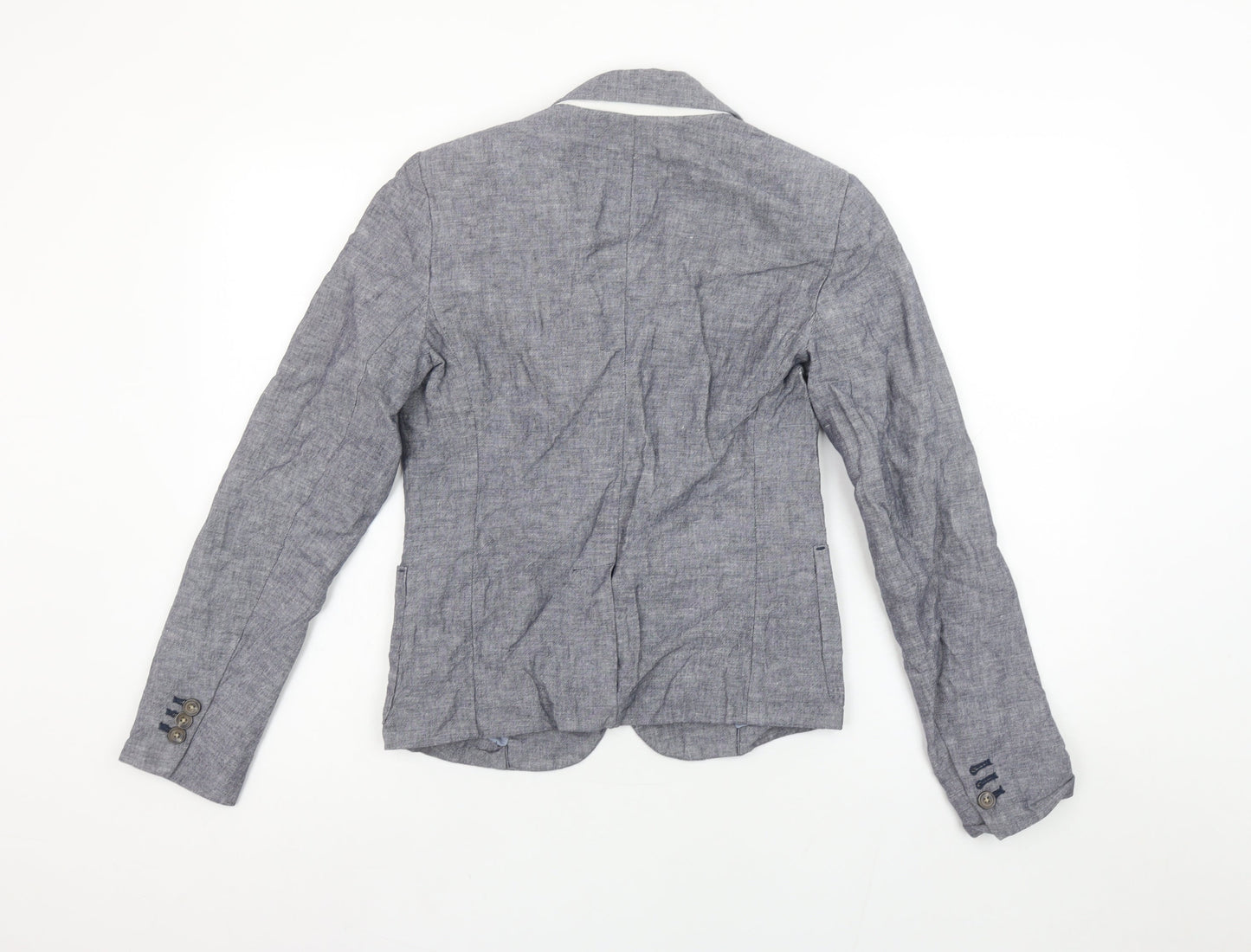 Gap Women's Grey Linen Blend Single-Breasted Blazer UK 8