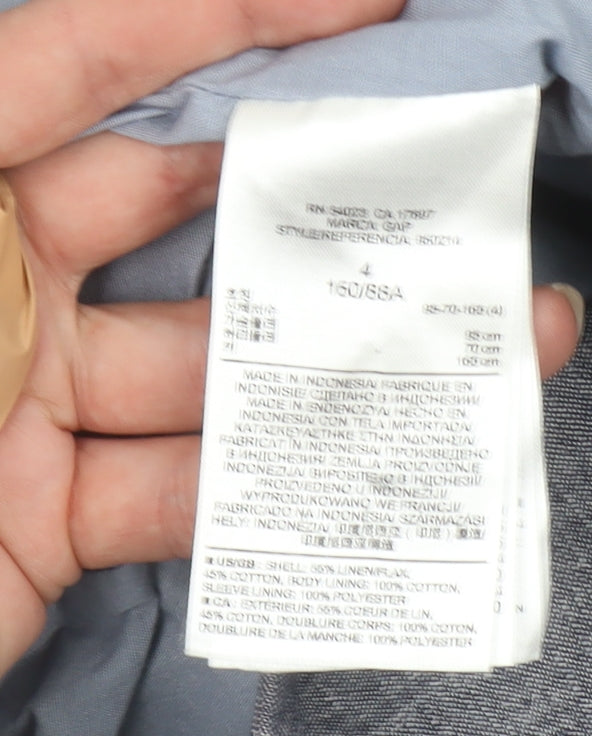 Gap Women's Grey Linen Blend Single-Breasted Blazer UK 8
