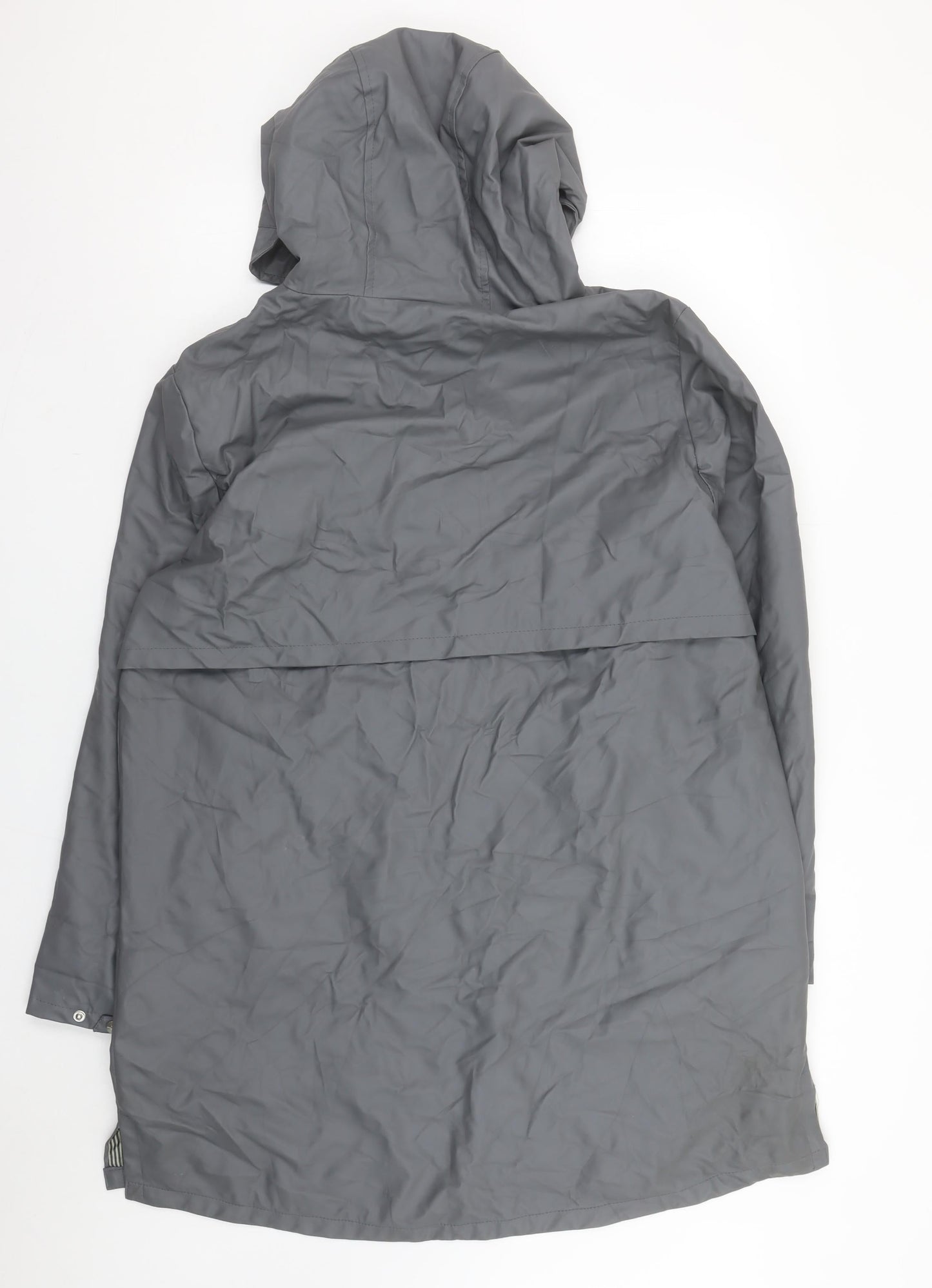 Tif Tiffy Women's Grey Long Hooded Waterproof Rain Coat L