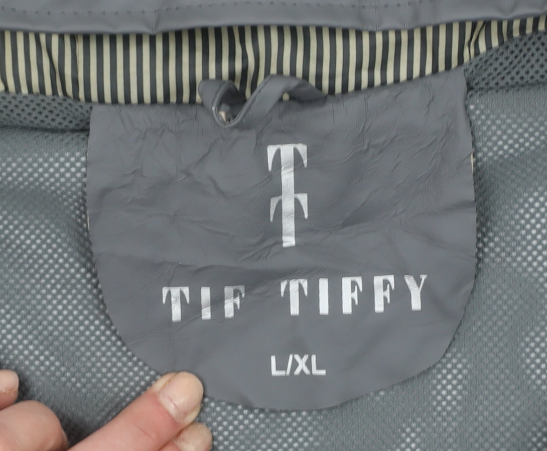 Tif Tiffy Women's Grey Long Hooded Waterproof Rain Coat L