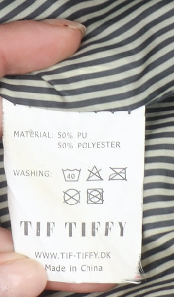 Tif Tiffy Women's Grey Long Hooded Waterproof Rain Coat L