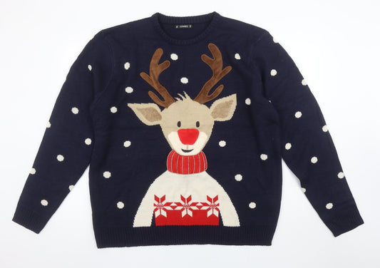 Dunnes Women's Blue Reindeer Christmas Jumper Size 2XL