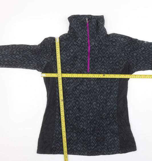 Columbia Women Black Geometric 1/2 Zip Pullover Fleece Sweatshirt M