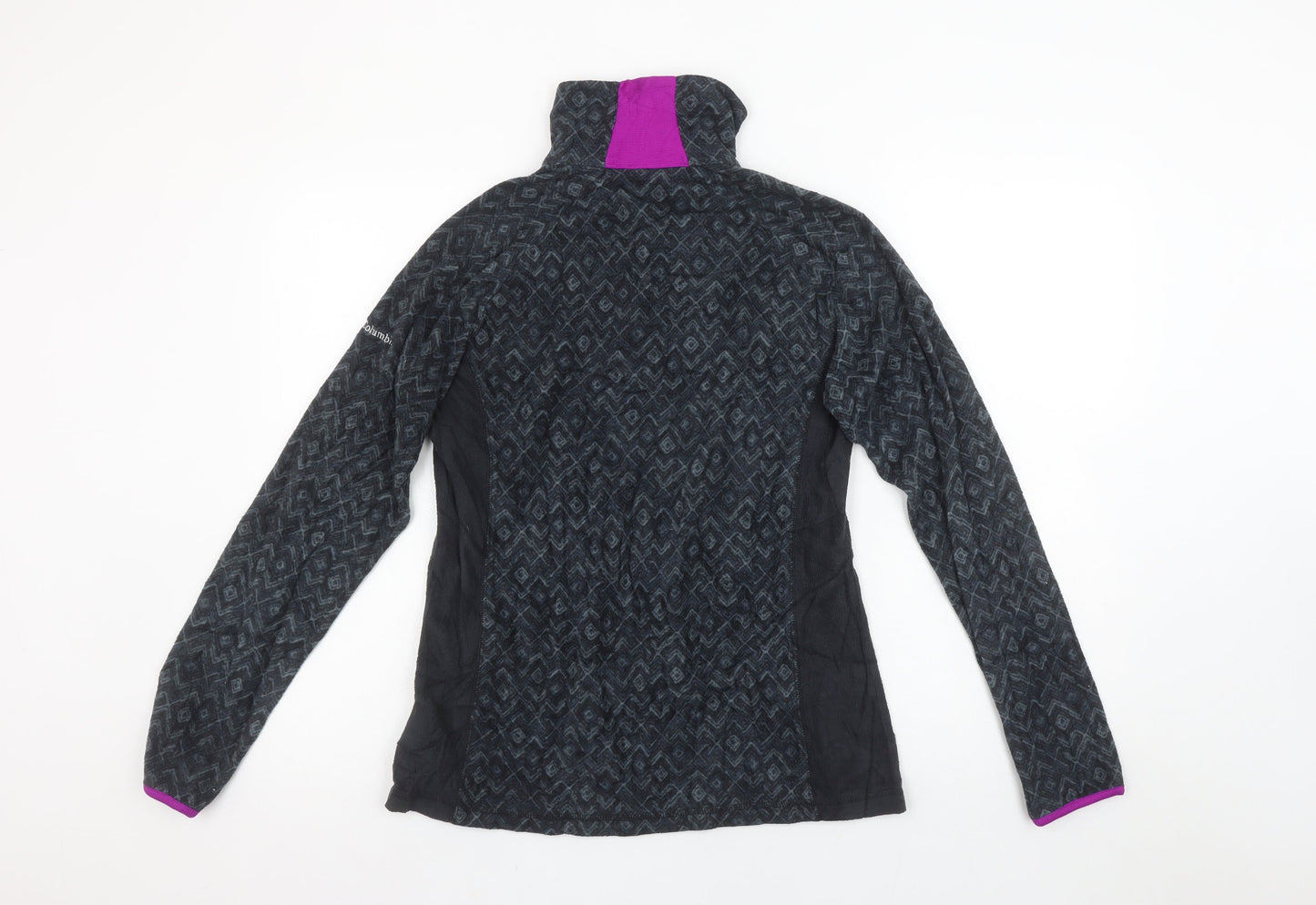 Columbia Women Black Geometric 1/2 Zip Pullover Fleece Sweatshirt M