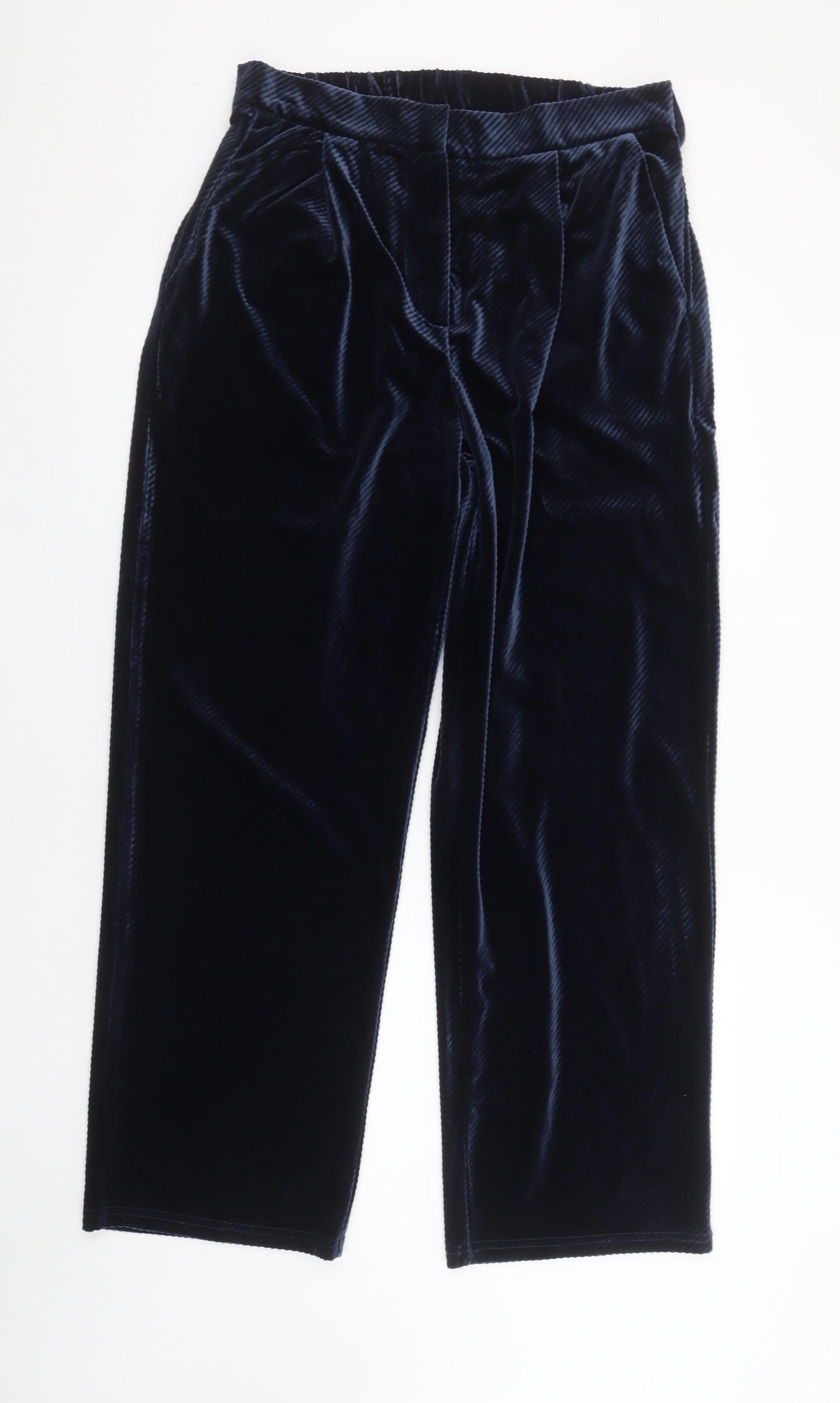 Molly Bracken Womens Blue Velvet Straight Leg Trousers Size L