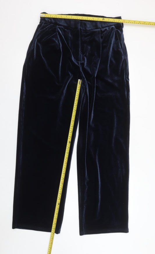 Molly Bracken Womens Blue Velvet Straight Leg Trousers Size L