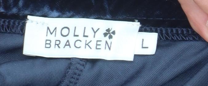 Molly Bracken Womens Blue Velvet Straight Leg Trousers Size L