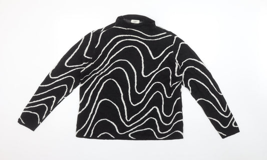 Jacqueline de Yong Women's Black L Mock Neck Geometric Knit Jumper