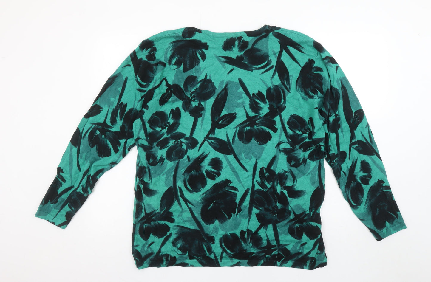 Gerard Womens Green Floral Knit Pullover Jumper Size 18/20