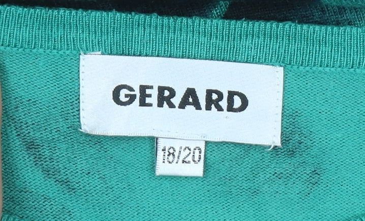 Gerard Womens Green Floral Knit Pullover Jumper Size 18/20