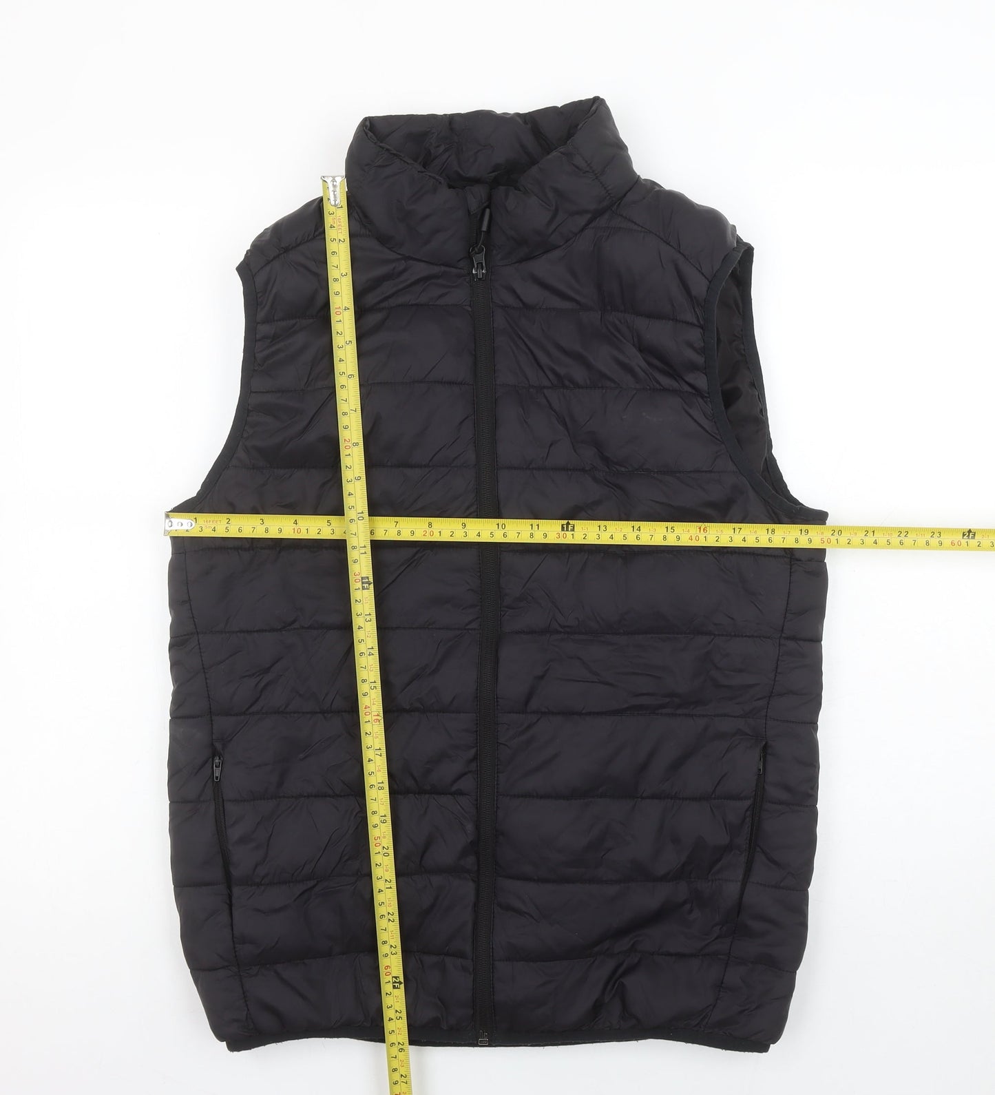 Primark Women's Black Puffer Gilet Waistcoat Size M Lightweight Zip