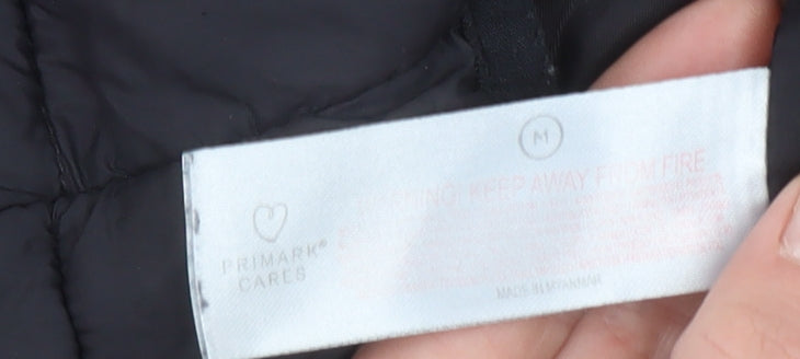 Primark Women's Black Puffer Gilet Waistcoat Size M Lightweight Zip