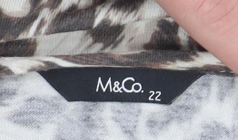 M&Co Women’s Brown Leopard Print V-Neck 3/4 Sleeve Blouse Size 22