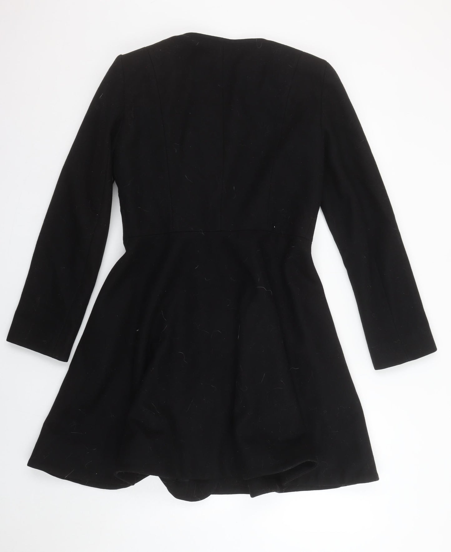 French Connection Women's Black Wool Blend Mid-Length Coat Size 10