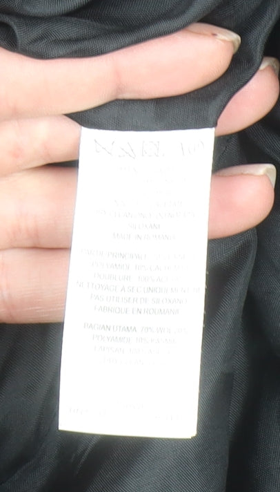 French Connection Women's Black Wool Blend Mid-Length Coat Size 10