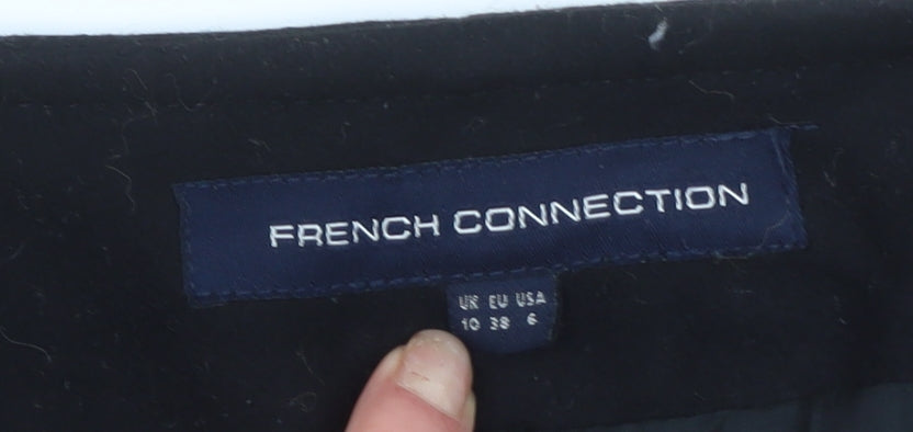 French Connection Women's Black Wool Blend Mid-Length Coat Size 10