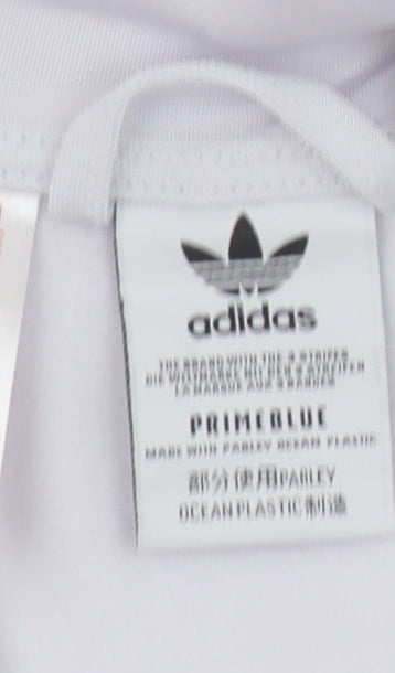 adidas Boys White Full Zip Sweatshirt 11-12 Years Red Blue Striped Logo