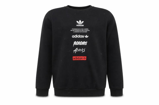 Adidas Boys Black Crew Neck Fleece Sweatshirt 11-12 Years Pullover Logo