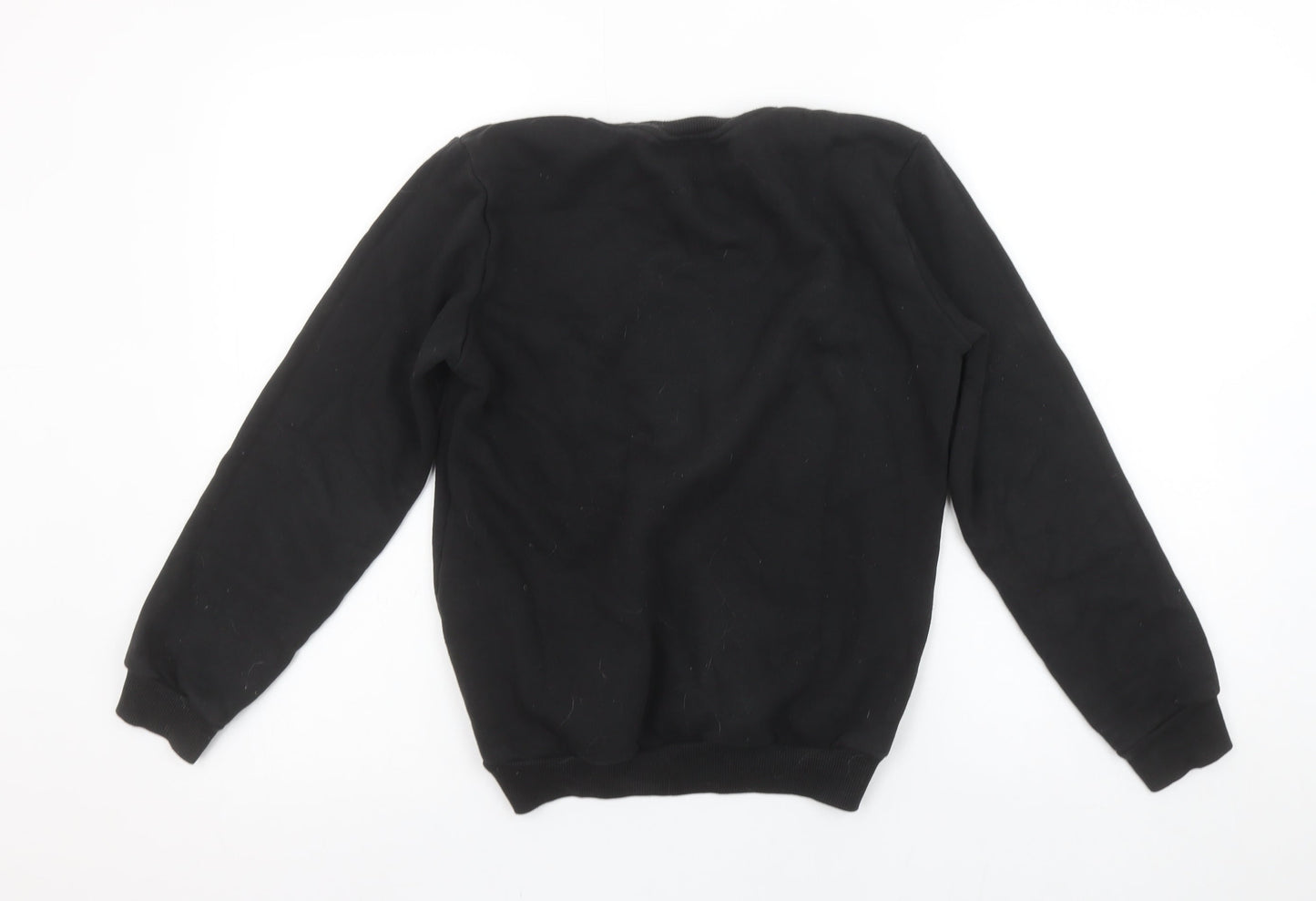 Adidas Boys Black Crew Neck Fleece Sweatshirt 11-12 Years Pullover Logo