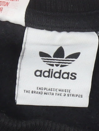 Adidas Boys Black Crew Neck Fleece Sweatshirt 11-12 Years Pullover Logo