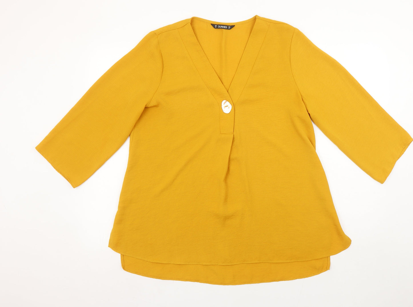 Dunnes Women’s Yellow 3/4 Sleeve V-Neck Tunic Blouse Size M