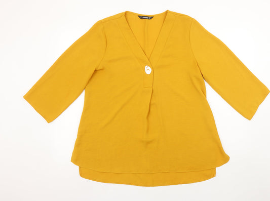 Dunnes Women’s Yellow 3/4 Sleeve V-Neck Tunic Blouse Size M
