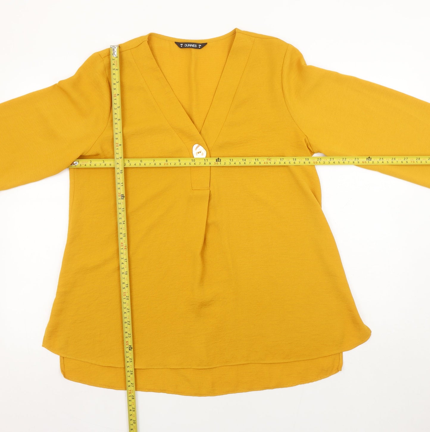 Dunnes Women’s Yellow 3/4 Sleeve V-Neck Tunic Blouse Size M