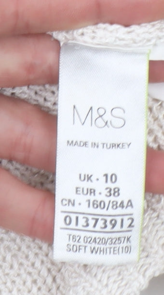 Marks and Spencer Per Una Women's Ivory Knit Shrug UK 10 Short Sleeve Lightweight